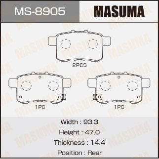 Колодки тормозные к-кт Masuma MS-8905 фото