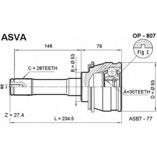 ШРУС наружный ASVA OP-8-07 фото