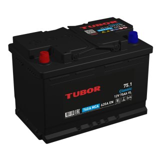 Аккумуляторная батарея TUBOR Classic 6СТ75 прям. 278х175х190 620А фото