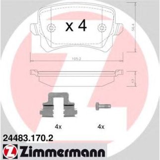 24483.170.2_колодки дисковые !задн. 106x56x17  VW Tiguan 1.4TFSi/2.0TDi/2.0TFSi 07&gt; фото