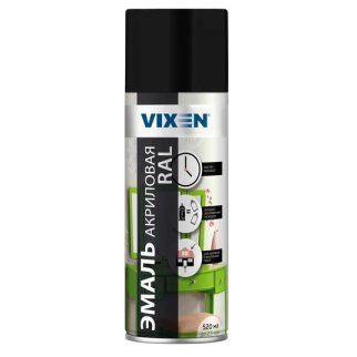 Эмаль акриловая RAL, черный янтарь (RAL 9005), аэрозоль 520 мл VIXEN VX39005 фото