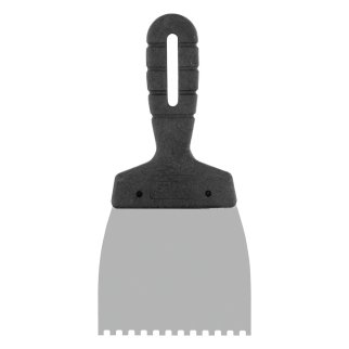 Шпатель из нержавеющей стали 100мм, зуб 4х4мм, пласт. ручка СИБРТЕХ фото 1