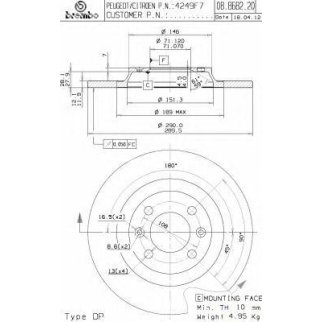 Диск тормозной задний Brembo 08.8682.21 фото