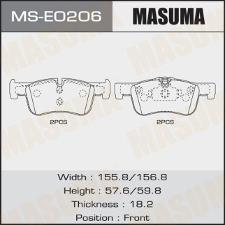 Колодки тормозные передние к-кт Masuma MS-E0206 фото