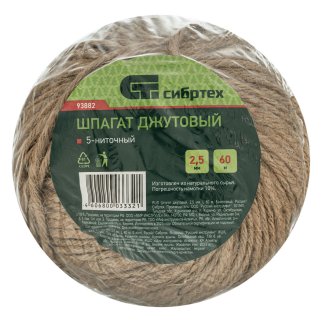 Шпагат джутовый 60м 5-ниточный 2800текс 30кгс СИБРТЕХ фото 1