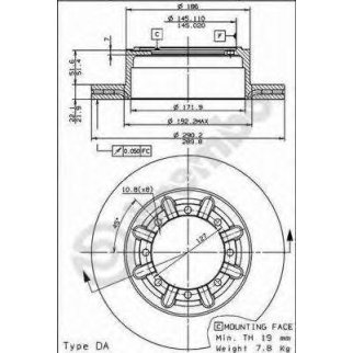 Диск тормозной brembo 09.7263.30 фото