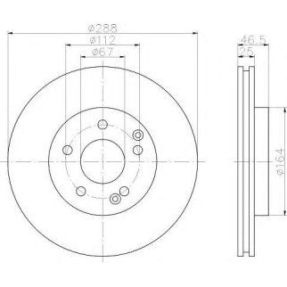 Диск тормозной передний вентилируемый Hella 8DD 355 107-481 фото