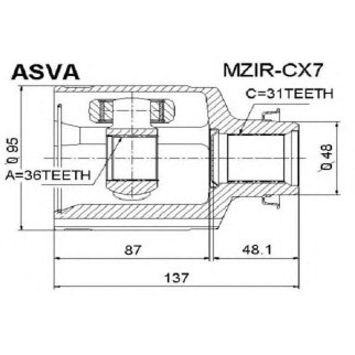 ШРУС внутренний ASVA MZIR-CX7 фото