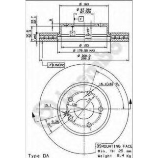 Диск тормозной brembo 09.8404.11 фото