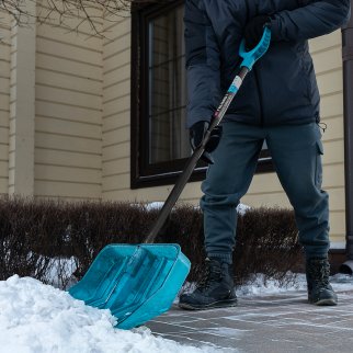 Лопата снеговая поликарбонат 400х400х1380мм СВЕРХПРОЧНАЯ , алюм. черенок, luxe PALISAD фото 11