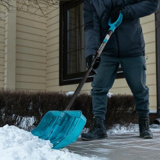 Лопата снеговая поликарбонат 400х400х1380мм СВЕРХПРОЧНАЯ , алюм. черенок, luxe PALISAD фото 13
