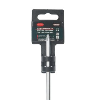 Отвертка крестовая магнитная "Profi" S2 PH2.0x150мм, на пластиковом держателе ROCKFORCE фото 1